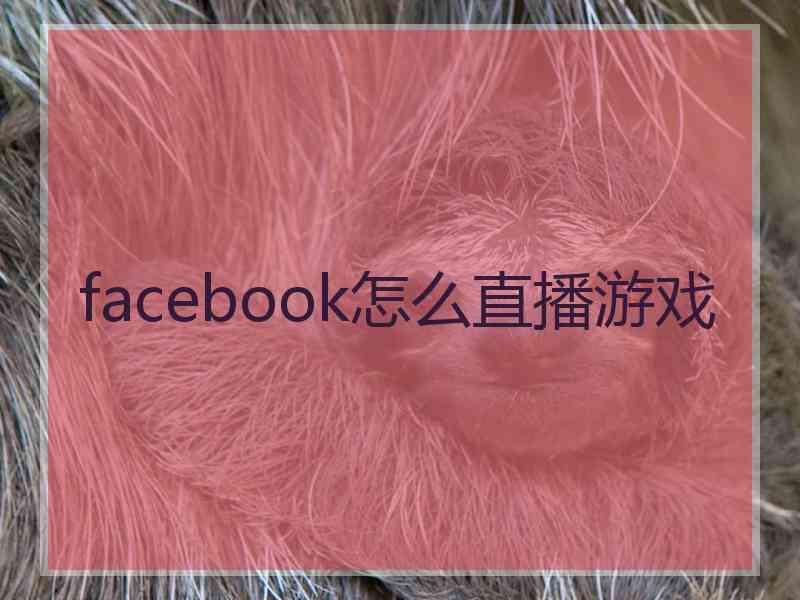 facebook怎么直播游戏