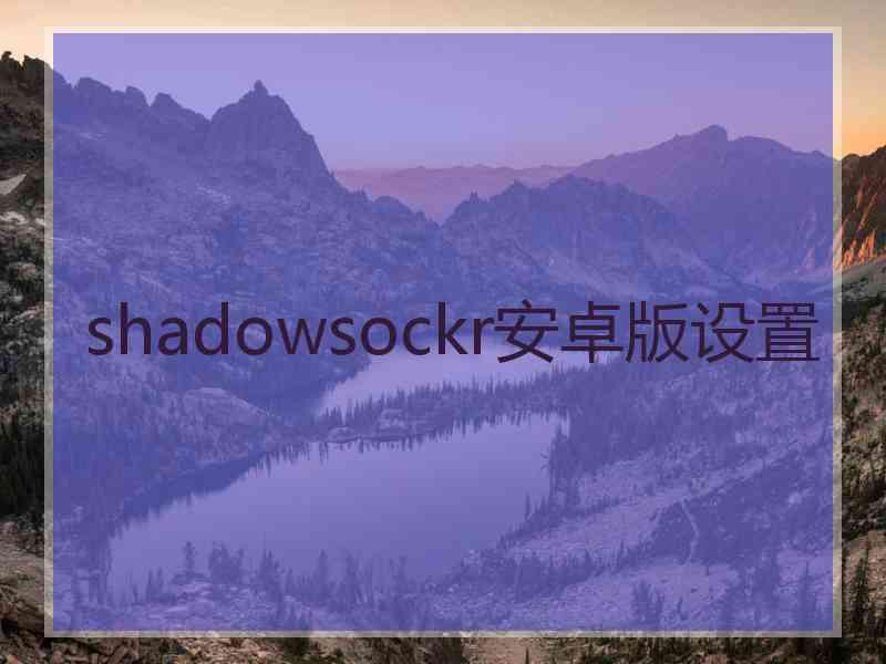 shadowsockr安卓版设置