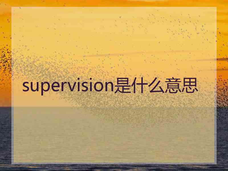 supervision是什么意思