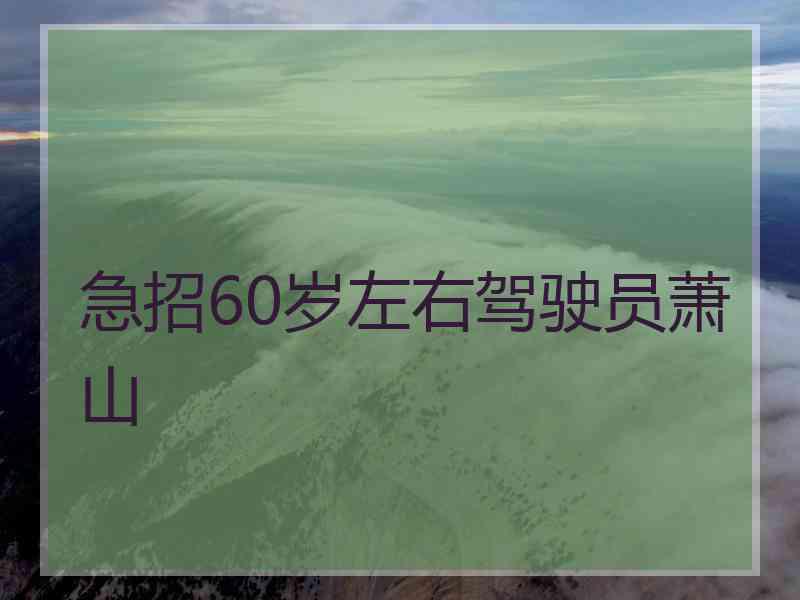 急招60岁左右驾驶员萧山