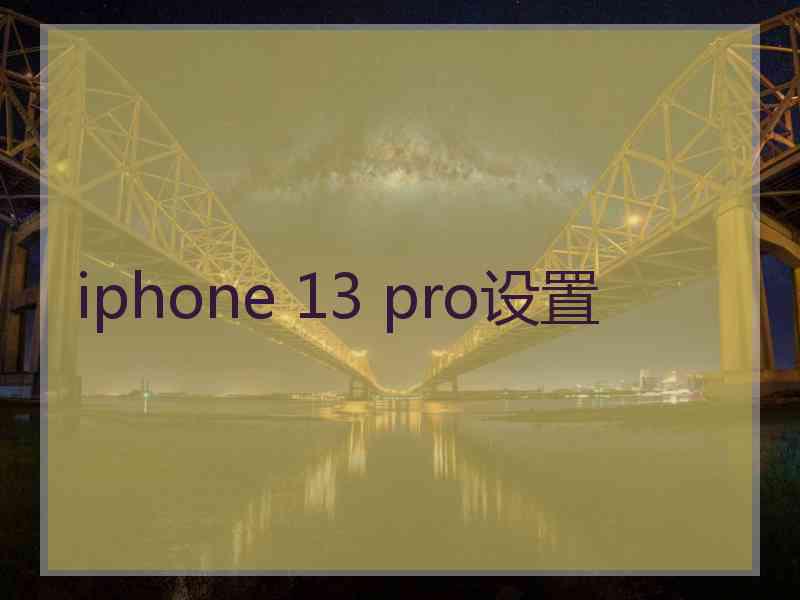 iphone 13 pro设置