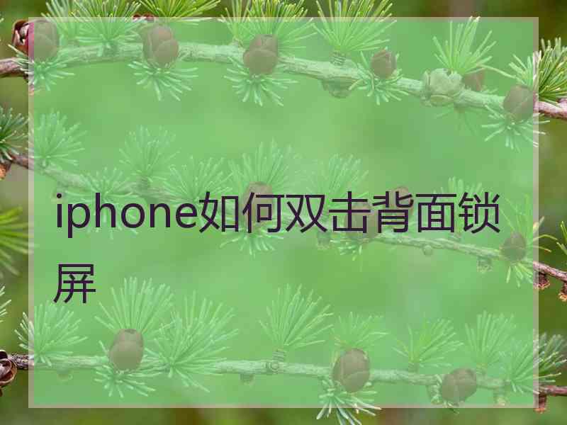 iphone如何双击背面锁屏