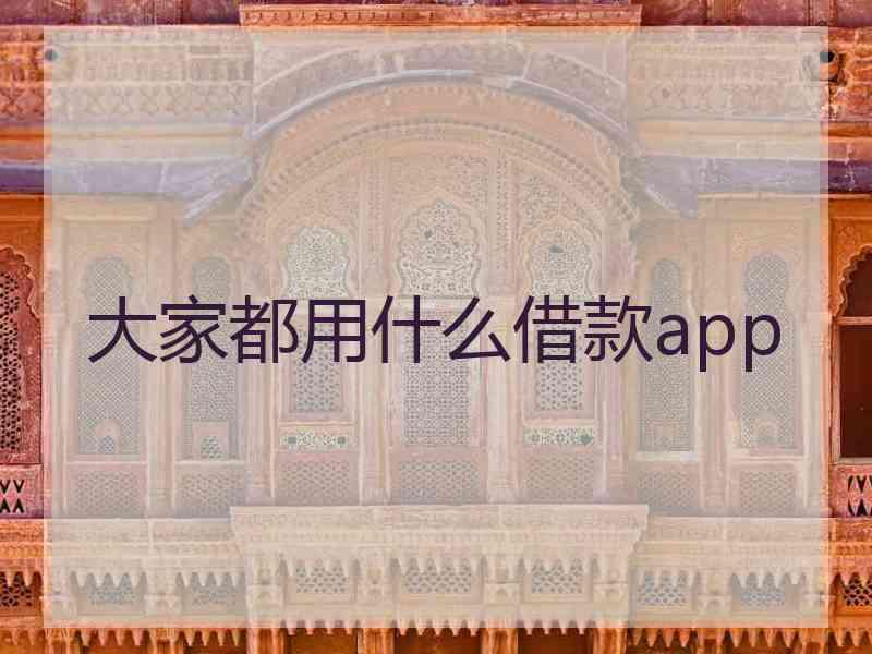 大家都用什么借款app