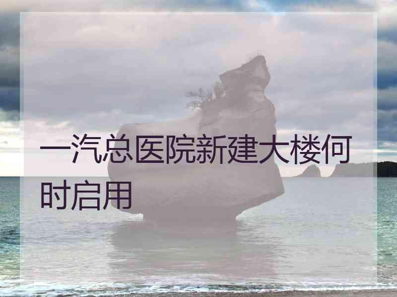 一汽总医院新建大楼何时启用