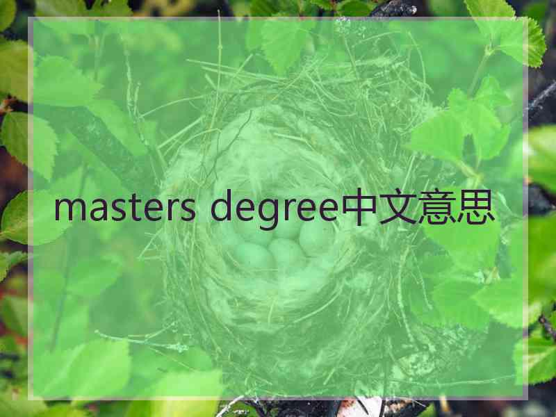 masters degree中文意思