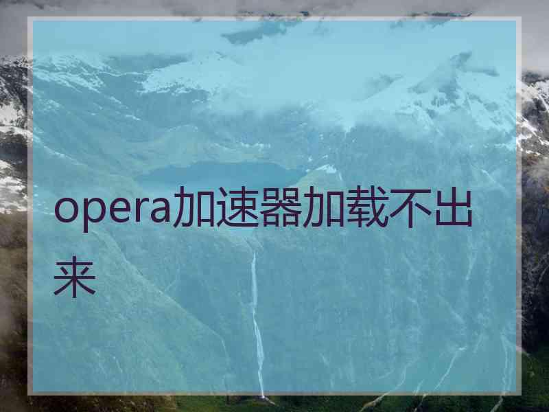 opera加速器加载不出来