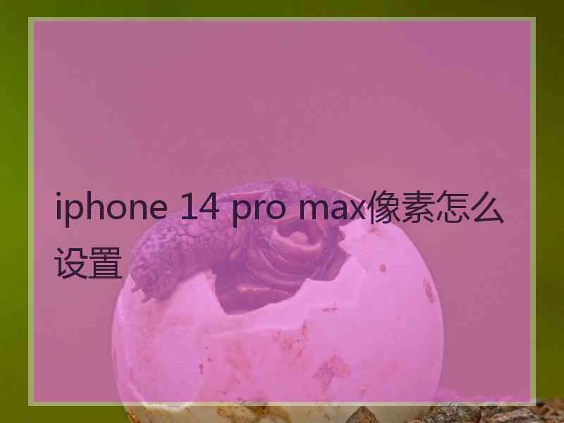 iphone 14 pro max像素怎么设置