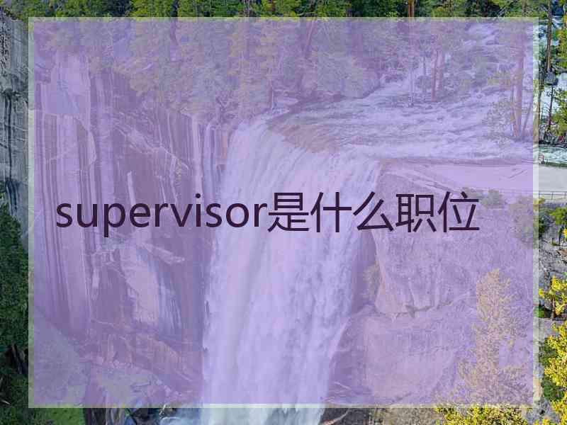 supervisor是什么职位