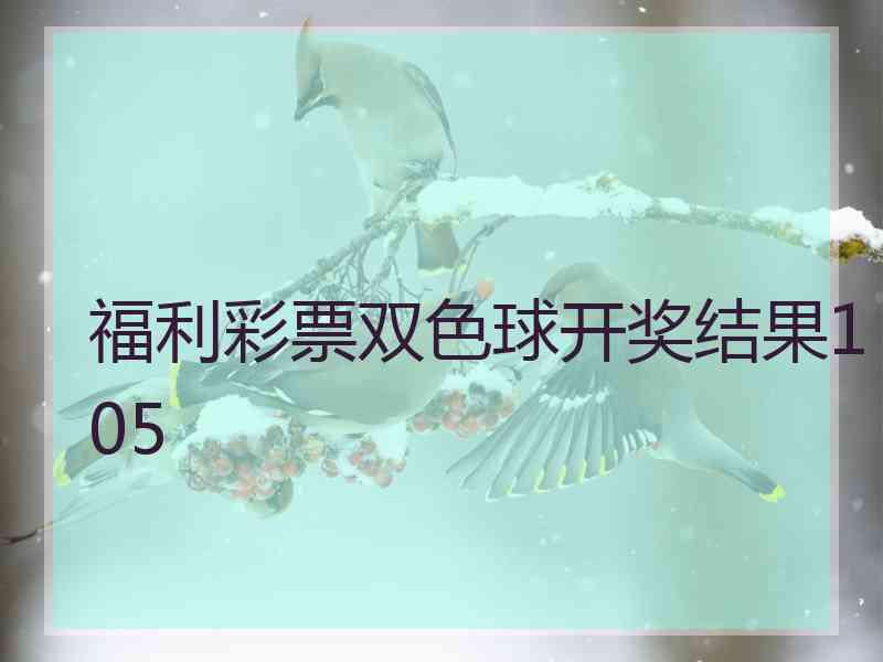 福利彩票双色球开奖结果105