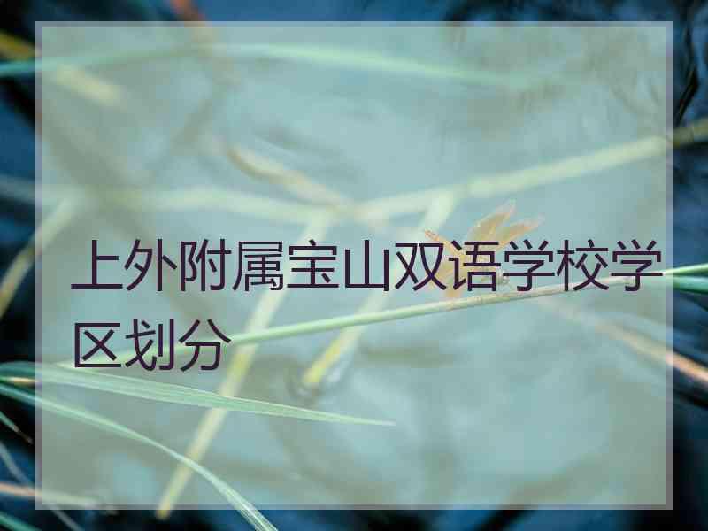 上外附属宝山双语学校学区划分