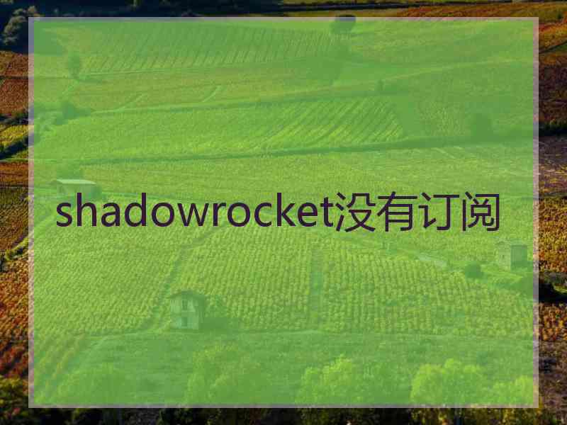 shadowrocket没有订阅