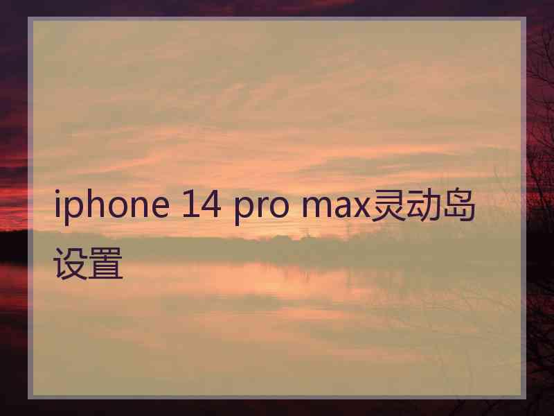 iphone 14 pro max灵动岛设置