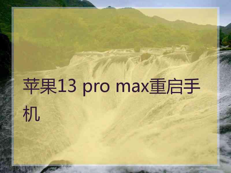 苹果13 pro max重启手机