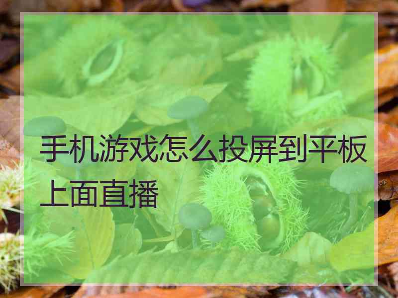 手机游戏怎么投屏到平板上面直播