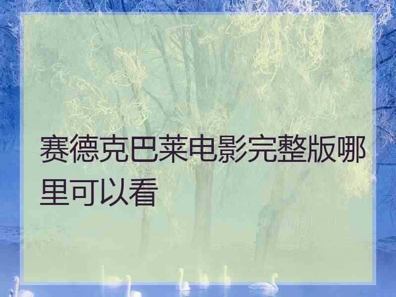 赛德克巴莱电影完整版哪里可以看