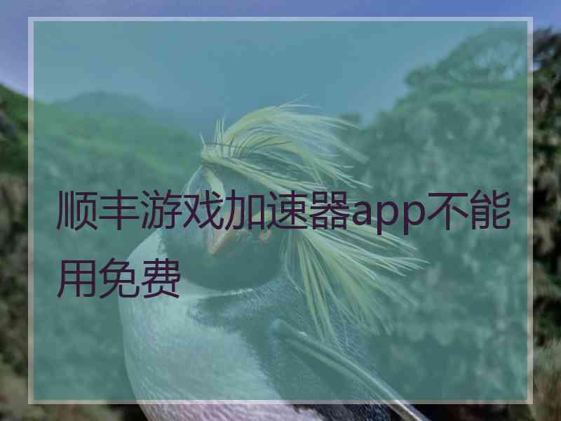 顺丰游戏加速器app不能用免费