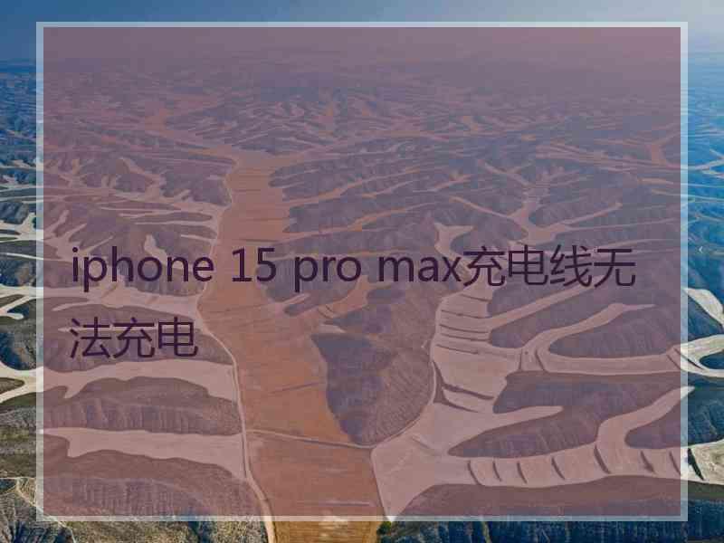 iphone 15 pro max充电线无法充电