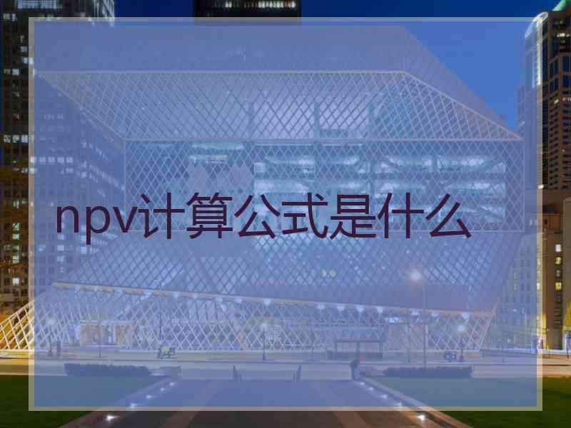 npv计算公式是什么