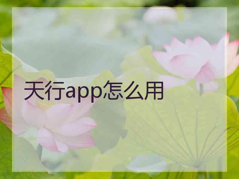 天行app怎么用