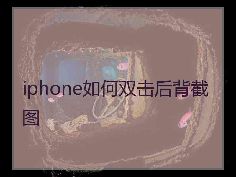 iphone如何双击后背截图