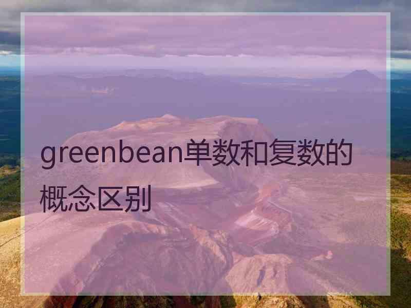 greenbean单数和复数的概念区别