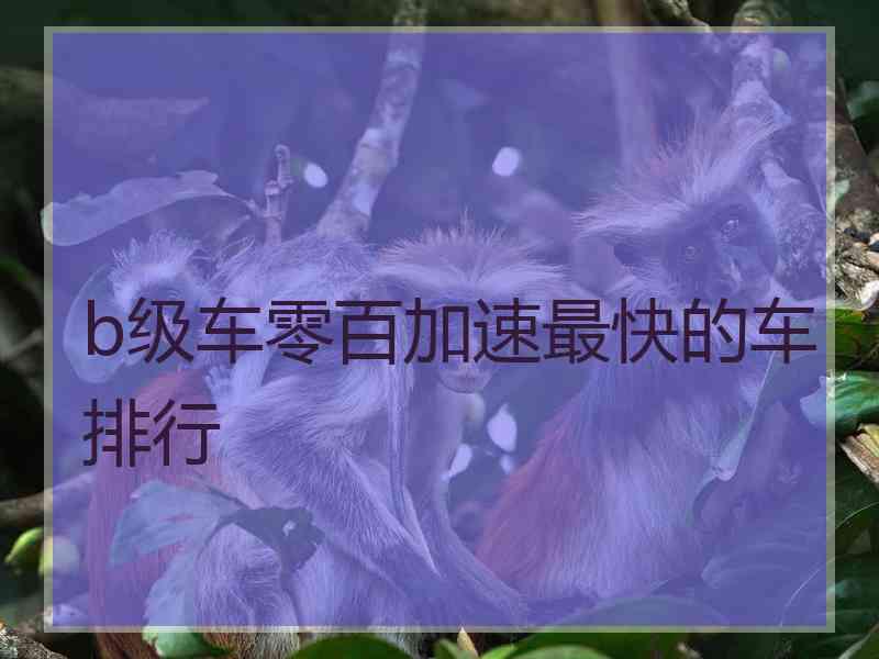 b级车零百加速最快的车排行