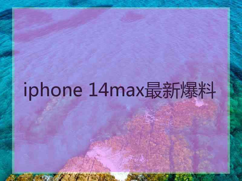 iphone 14max最新爆料