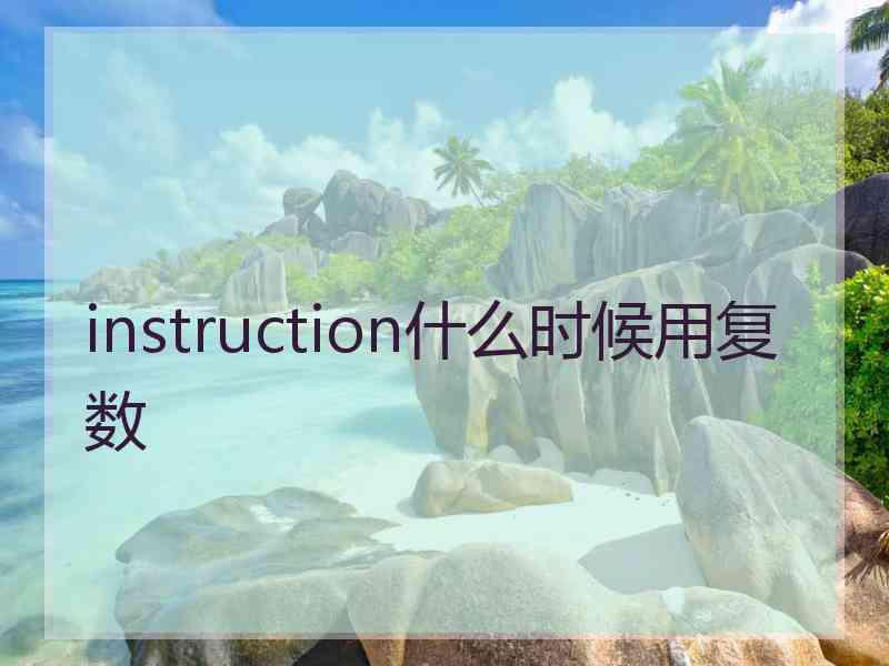 instruction什么时候用复数