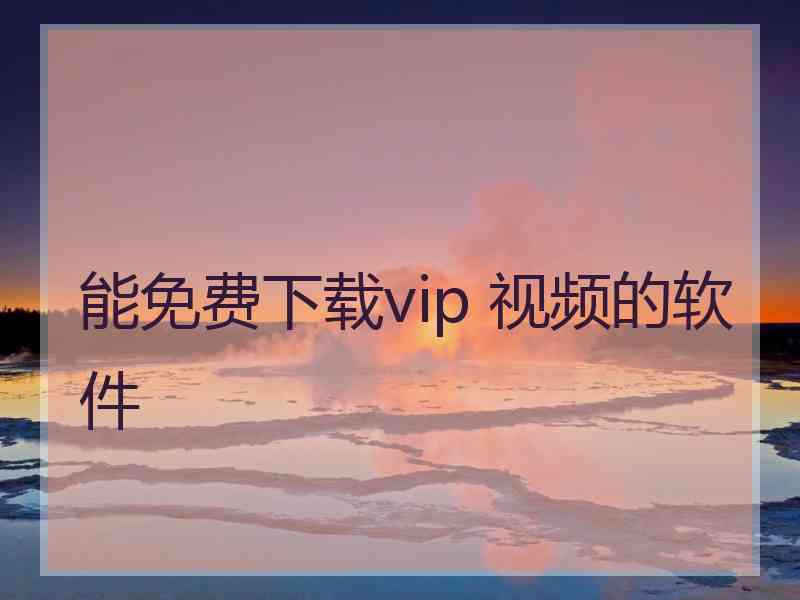 能免费下载vip 视频的软件