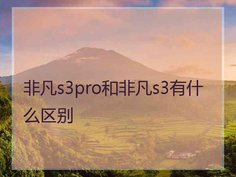 非凡s3pro和非凡s3有什么区别