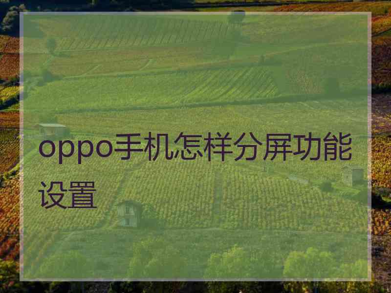 oppo手机怎样分屏功能设置