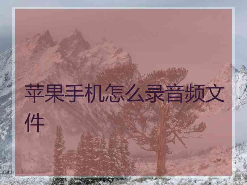 苹果手机怎么录音频文件