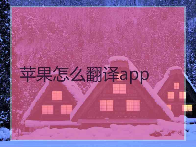 苹果怎么翻译app