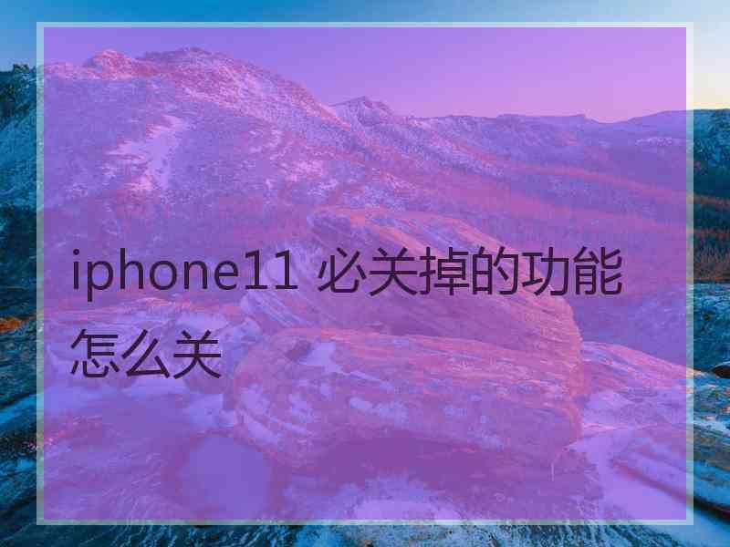 iphone11 必关掉的功能怎么关