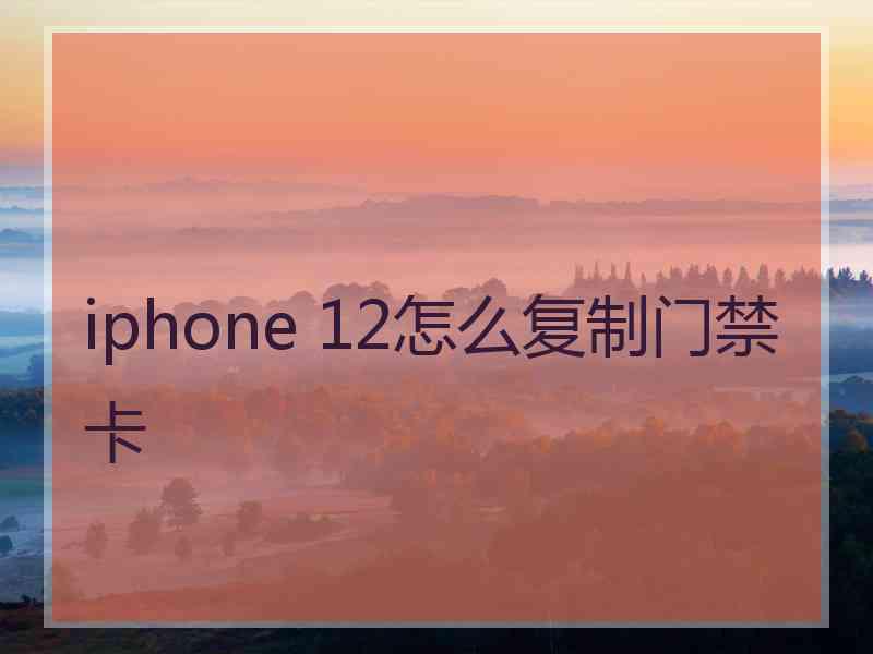 iphone 12怎么复制门禁卡