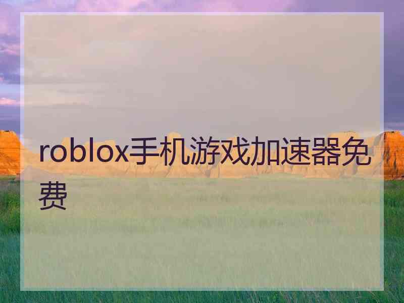 roblox手机游戏加速器免费