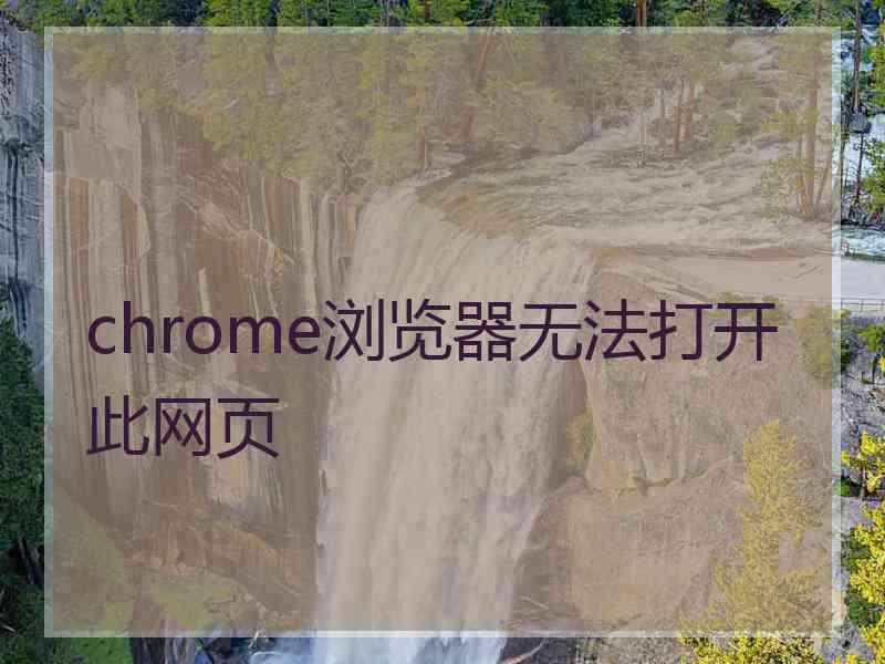 chrome浏览器无法打开此网页