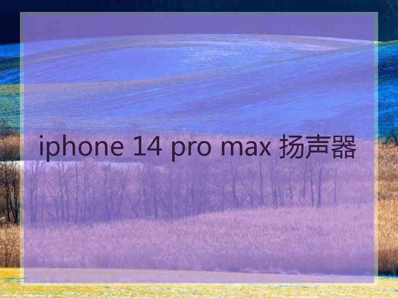 iphone 14 pro max 扬声器