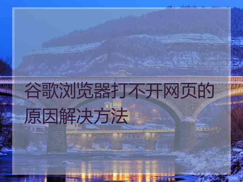 谷歌浏览器打不开网页的原因解决方法