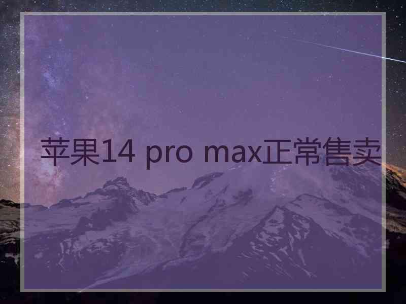 苹果14 pro max正常售卖