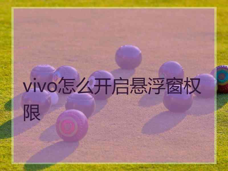 vivo怎么开启悬浮窗权限