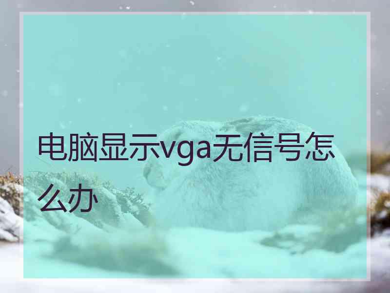 电脑显示vga无信号怎么办