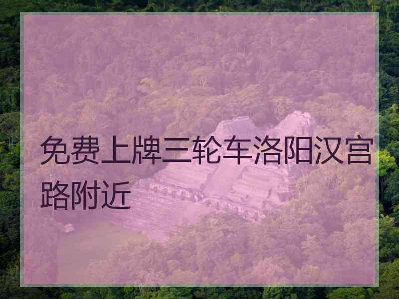 免费上牌三轮车洛阳汉宫路附近