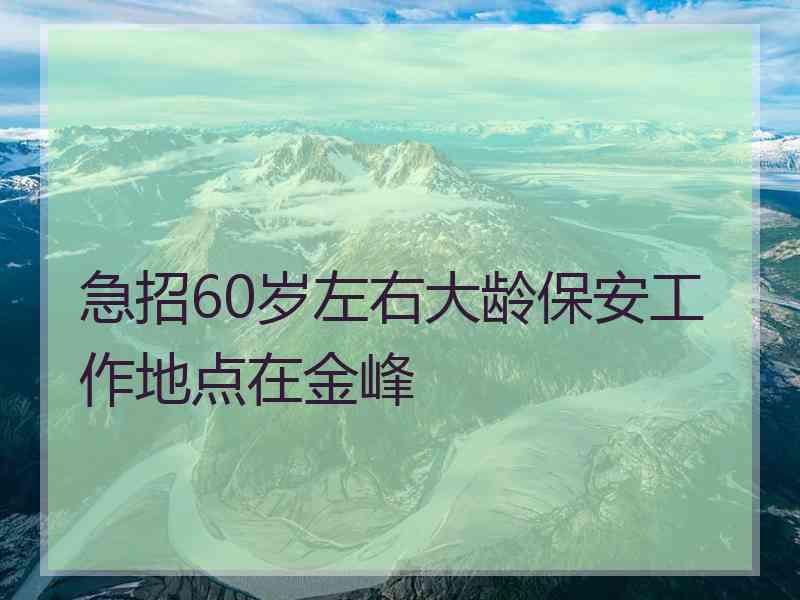 急招60岁左右大龄保安工作地点在金峰