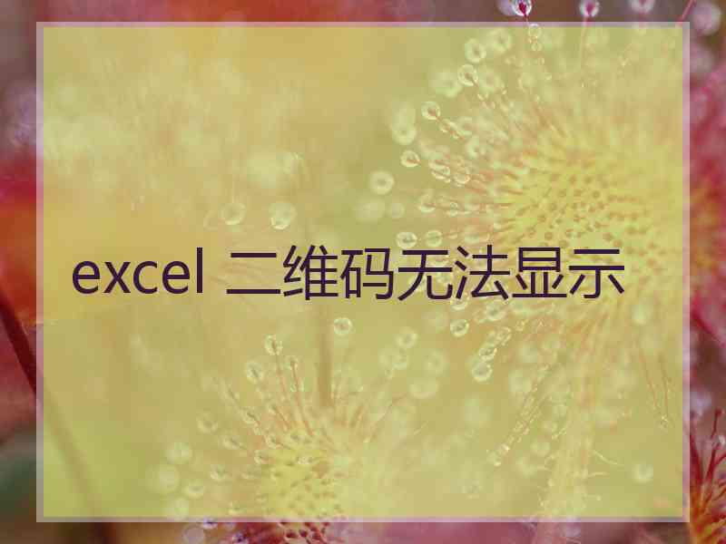 excel 二维码无法显示