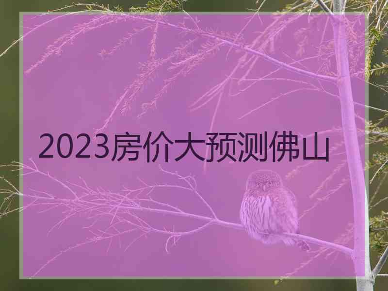 2023房价大预测佛山