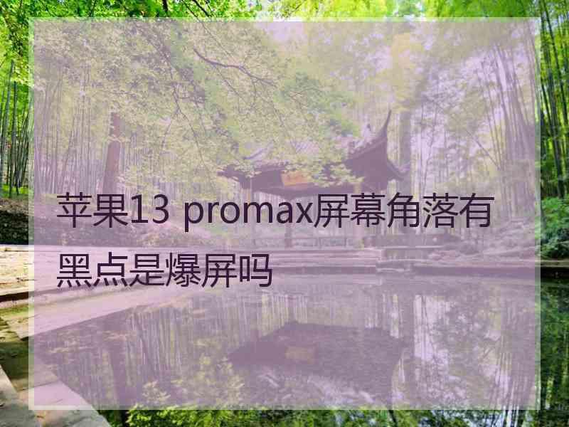 苹果13 promax屏幕角落有黑点是爆屏吗