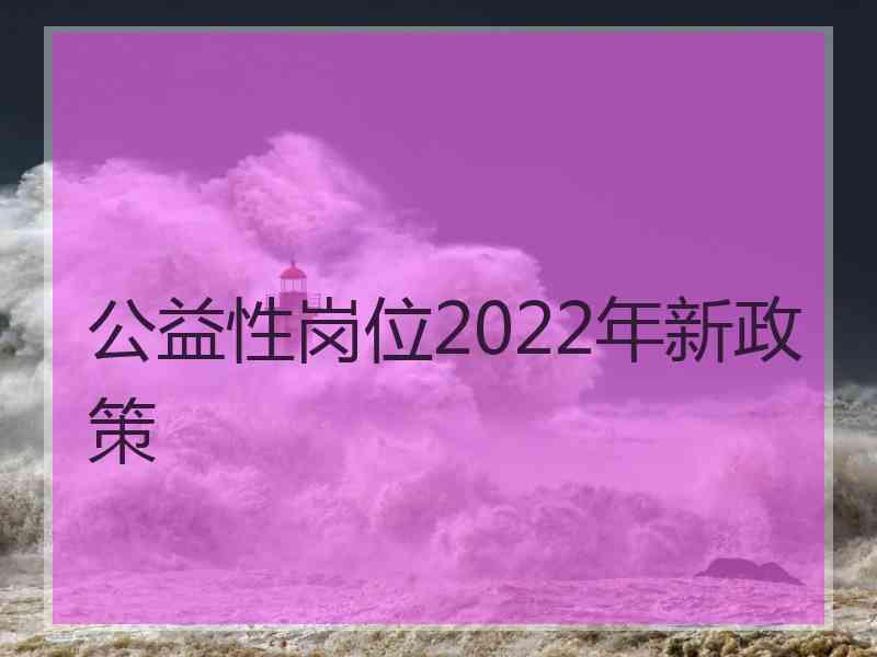 公益性岗位2022年新政策