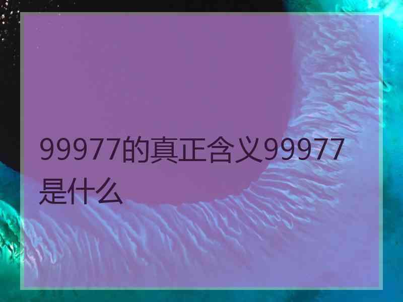 99977的真正含义99977是什么