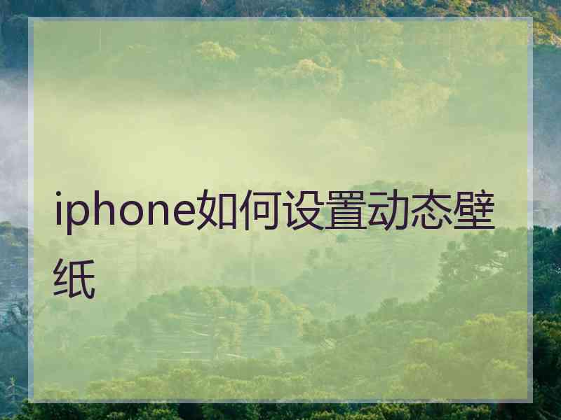 iphone如何设置动态壁纸